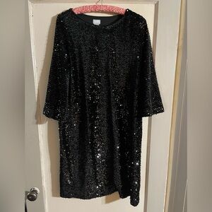 Chico's Black Velvet Sequin Party Dress M